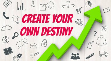 Ascending arrow with icons - Create your own destiny clipart