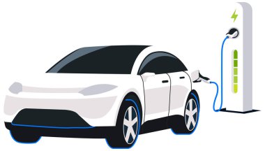 EV Car Electric Vehicle Technology Illustration
