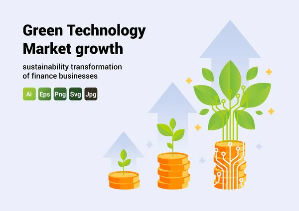 Tecnología Verde Crecimiento Del Mercado — Archivo Imágenes Vectoriales