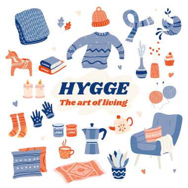 Hygge yaşam çizim elementi