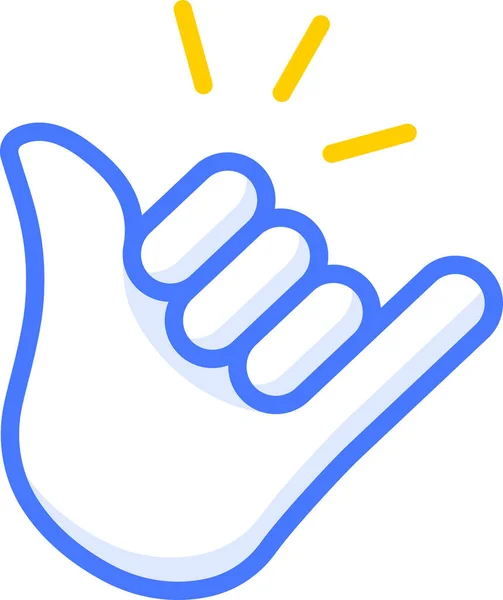 Shaka Tecken Hand Underteckna Emoji Klistermärke — Stock vektor