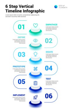 6 Step Vertical Timeline Infographic clipart