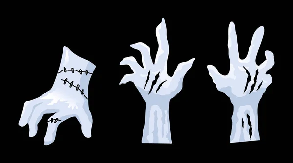 Uppsättning Zombie Hand Illustration — Stock vektor