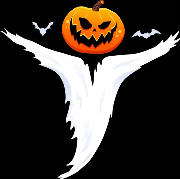 Halloween Pumpa Fågelskrämma Illustration — Stock vektor