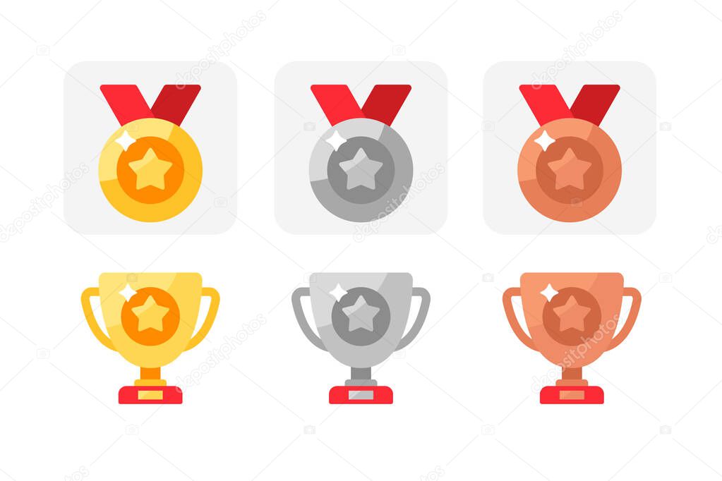 Set of Star Medal and Trophy icons