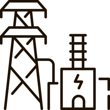 elektrik santrali çizgi simgesi illüstrasyonu