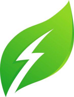 Yeşil enerji logosu. yenilenebilir güç yaprağı simgesi tasarımı