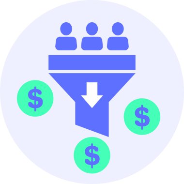 satış hunisi kurşun dönüştürme oranı modern simge clipart illüstrasyonu