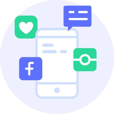 Sosyal medya pazarlaması modern simge clipart illüstrasyonu