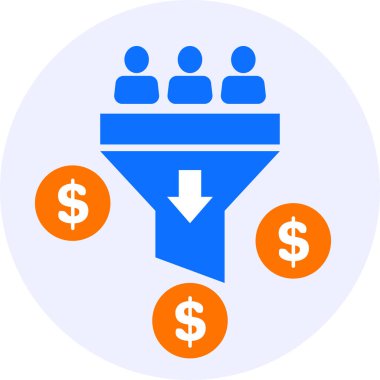 satış hunisi kurşun dönüştürme oranı modern simge clipart illüstrasyonu