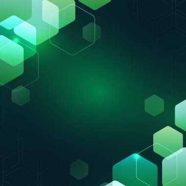 Yeşil Dijital Teknoloji soyut kare afiş arkaplanı