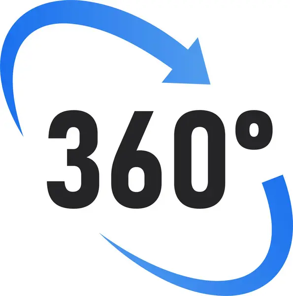 360 Symbol Ikony Virtuální Realita Stupně — Stockový vektor