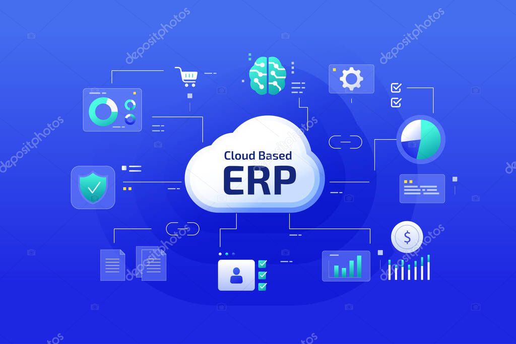Cloud based ERP system illustration