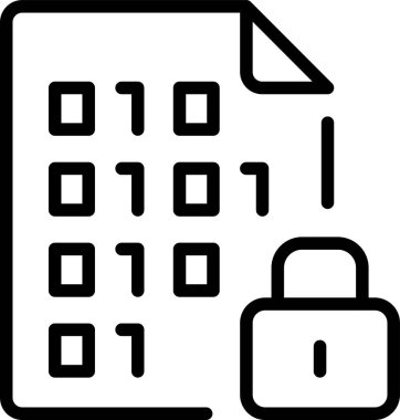 İkili kod güvenli, Dosya Belgesi Simgeleri, basit vektör illüstrasyon düzenlenebilir vuruş.