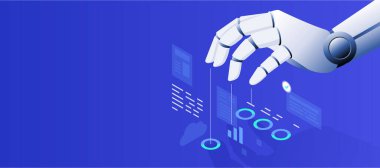 Robot el konsepti illüstrasyon pankartlı üretici yapay zeka uygulamaları