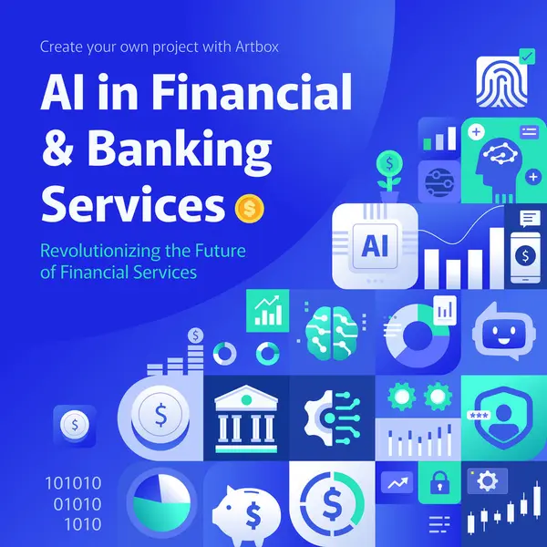 stock vector Ai in Financial and Banking Services Square Banner Background