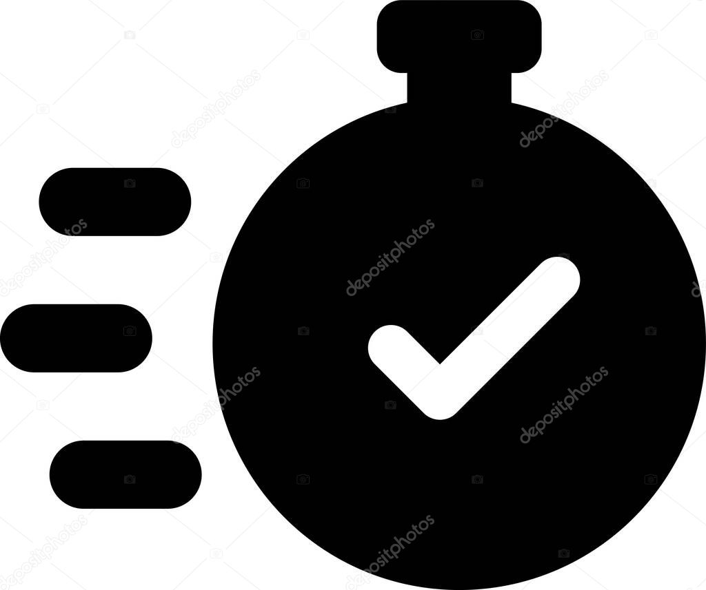 Simple Timer Icon Fast Time Fast Delivery tick icon black color