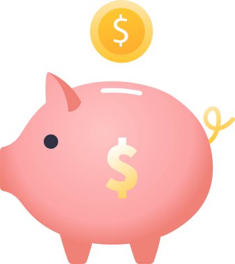 Piggy Bank para ikonu Finans Yatırım Clipart İllüstrasyon Simgesi Ayarları