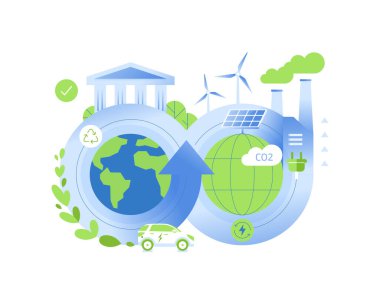 Sürdürülebilirlik Dairesel Ekonomi, ESG konsept illüstrasyon
