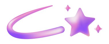 kayan yıldız simgesi pembe ve mor gradyan soyut 3D Yapıştırıcı