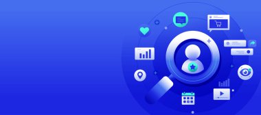 Kişisel pazarlama, müşteri deneyimi bireysel kullanıcı illüstrasyon Banner için dijital pazarlama