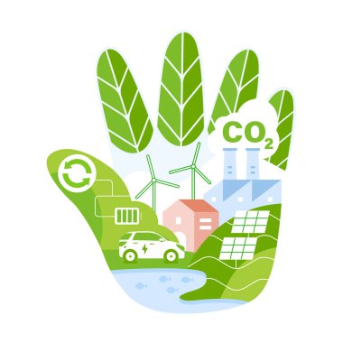 ESG Yeşil El Konsepti iş ortamında çevresel sürdürülebilirlik uygulamaları