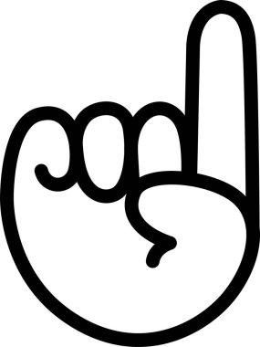 Yukarı El İşaretçisi, Tek Parmakla Sevimli Çizgi El Logosu Simgesi Siyah Çizgi Rengi Tombul Parmak İfadesi İşaret İşareti Sembolü, Düzenlenebilir Felç.