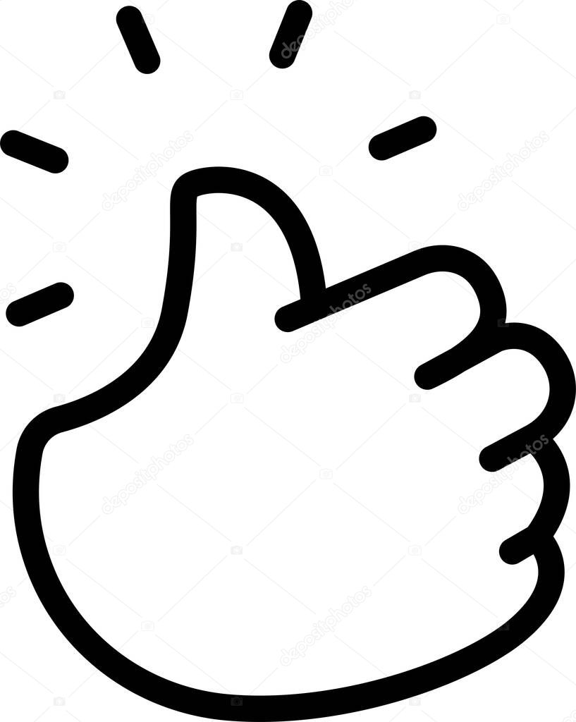 Thumbs Up Like, Daumen hoch, Good Great, Confirm Cute Cartoon Hand Logo Icons Outline Black color, Chubby finger emoji sticker sign symbol, editable stroke.