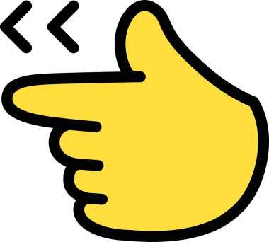 Sol işaret eden el, işaret parmağı, tıklama tuşu, sol sevimli çizgi film el logosu simgeleri sarı renk, tombul parmak emojisi simgesi, düzenlenebilir felç işareti.