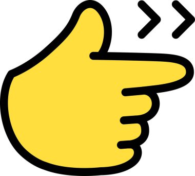 Sağ işaret eden el, işaret parmağı, sağ tıklama tuşu sağ şirin çizgi film el logosu simgeleri sarı renk, tombul parmak emojisi işaret işareti, düzenlenebilir felç işareti.