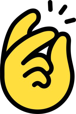 Parmak şıklatmak kolay sevimli çizgi film el logosu sarı renk, tombul parmak izi simgesi, düzenlenebilir felç işareti.
