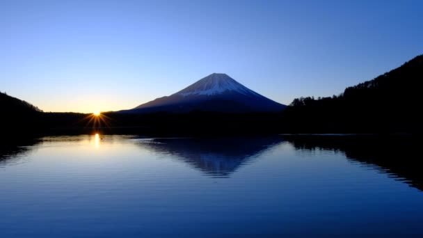 Zonsopkomst Van Lake Shoji Fuji Japan 2022 — Stockvideo