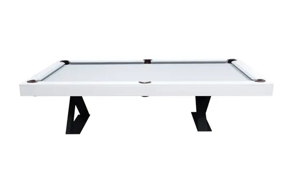 Beyaz bilardo masası. Güzel bilardo masası beyaz arka planda izole edilmiş. Beyaz arka planda bilardo oynamak için resim. Oyun için içerideki ögenin resmi.