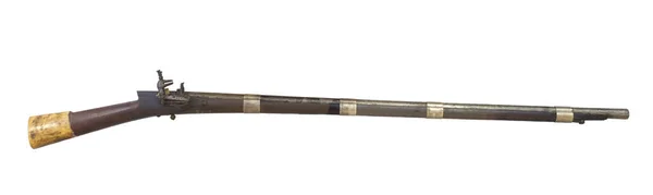 Beyaz Arka Planda Izole Edilmiş Antik Çakmaklı Tüfek — Stok fotoğraf