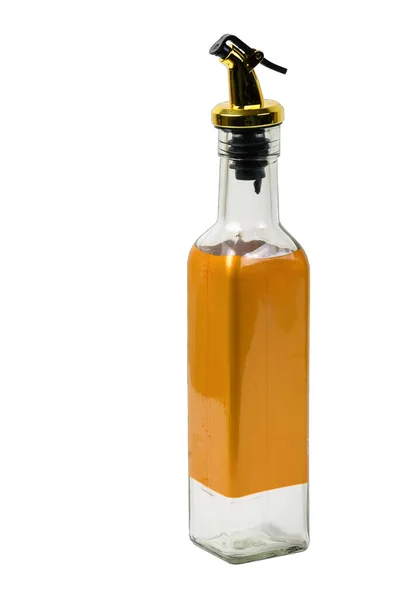 Lege Glazen Fles Voor Olie Azijn Geïsoleerd Witte Achtergrond — Stockfoto
