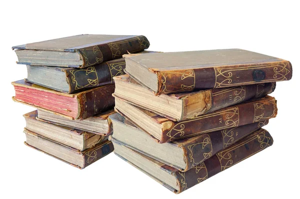 Montones Libros Antiguos Aislados Sobre Fondo Blanco Imagen De Stock