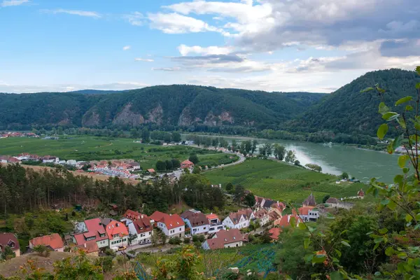 stock image The medieval town of Durnstein along the Danube river. Wachau Valley, Austria