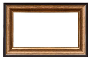 Beyaz arkaplanda izole edilmiş eski tarz altın çerçeve