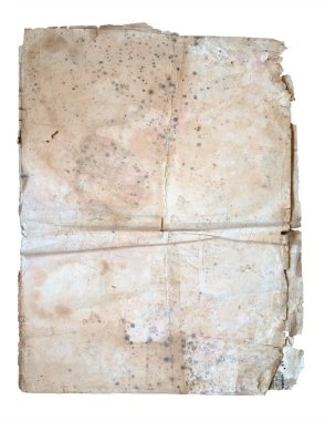Beyaz arkaplanda izole edilmiş eski bir eski kağıt