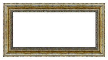 Beyaz bir arkaplanda izole edilmiş eski klasik altın çerçeve