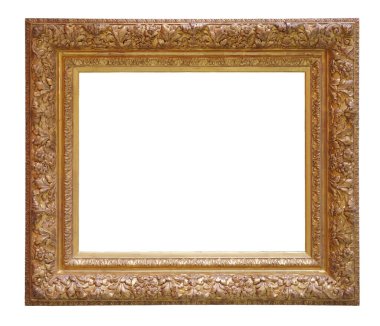 Beyaz bir arkaplanda izole edilmiş eski klasik altın çerçeve