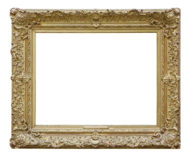 Beyaz bir arkaplanda izole edilmiş eski klasik altın çerçeve