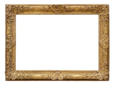 Beyaz bir arkaplanda izole edilmiş eski klasik altın çerçeve