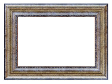 Beyaz arkaplanda izole edilmiş eski tarz altın çerçeve