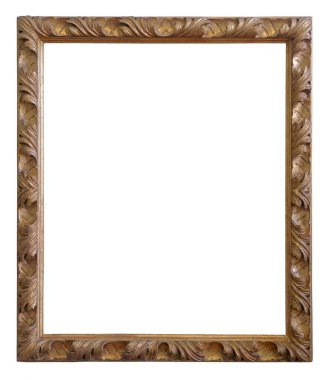 Beyaz bir arkaplanda izole edilmiş eski klasik altın çerçeve