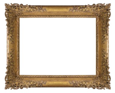 Beyaz bir arkaplanda izole edilmiş eski klasik altın çerçeve
