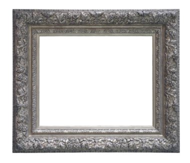 Beyaz arka planda izole edilmiş eski gümüş çerçeve