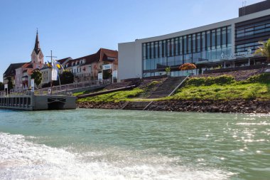 Ybbs an der donau, Austria. September, 20, 2023:A view of the Austrian town Ybbs from the danube river clipart