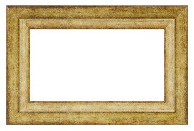 Beyaz arkaplanda izole edilmiş eski tarz altın çerçeve