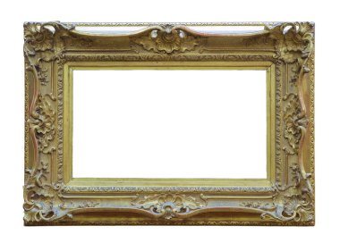 Beyaz bir arkaplanda izole edilmiş eski klasik altın çerçeve